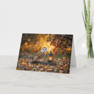 Herbst Equinox mit Owl Candles Folies Karte