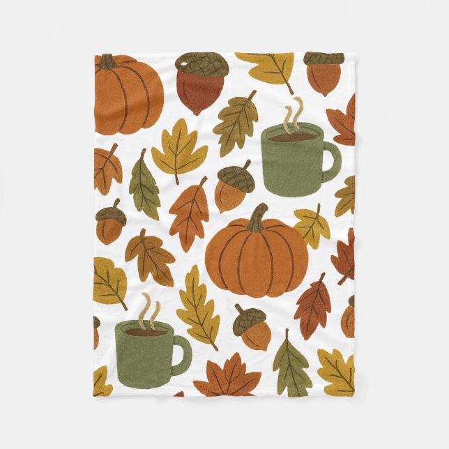Herbst Ernte Cosy Muster Fleecedecke (Vorderseite)