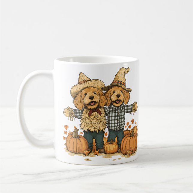 Herbst Ernte Goldendoodle Hunde Kaffeetasse (Links)