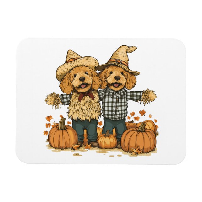 Herbst Ernte Goldendoodle Hunde Magnet (Horizontal)