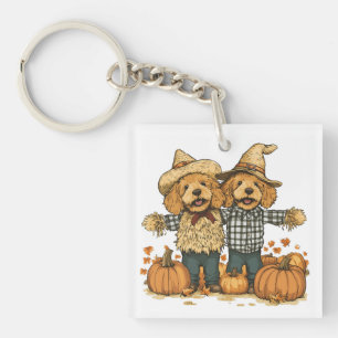 Herbst Ernte Goldendoodle Hunde Schlüsselanhänger