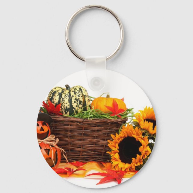 Herbst Ernte Halloween Pumpkins Fall Sonnenblumen Schlüsselanhänger (Vorderseite)