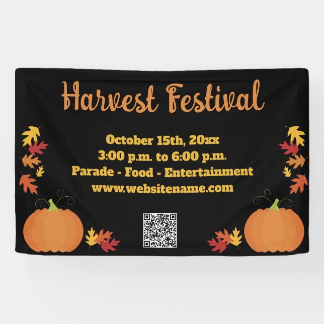 Herbst Ernte Herbst QR Code Pumpkin Festival Banner (Horizontal)