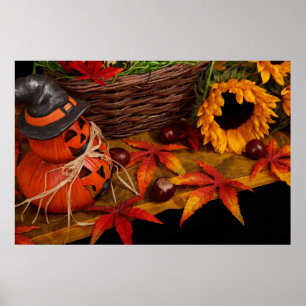 Herbst Ernte Herbst Sonnenblumen Pumpkins Poster