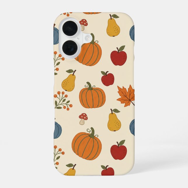 Herbst-Ernte-Kürbisse Frucht Muster Case iPhone 16 Hülle (Rückseite)