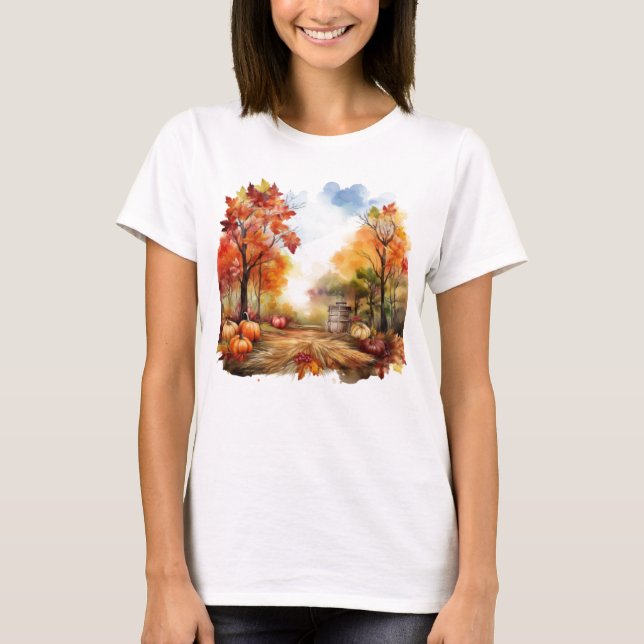 Herbst Ernte Rustic Fall Pumpkin T-Shirt (Vorderseite)