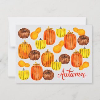 Herbst Ernte Wasserfarbenkürbis Postkarte