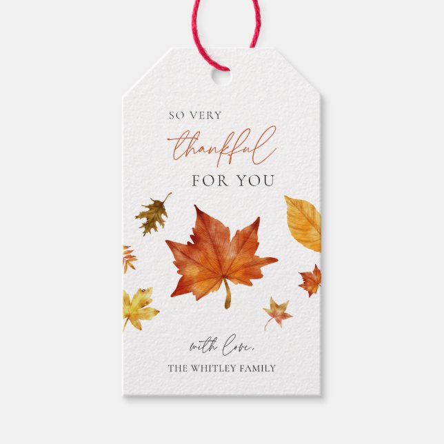 Herbst Erntedank Ahornleder so dankbar Geschenktas Geschenkanhänger (Vorderseite)