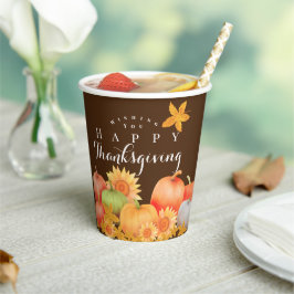 Herbst Erntedank Brown Pappbecher