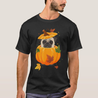 Herbst & Erntedank für Kinder Mops-Hund Kürbis & B T-Shirt
