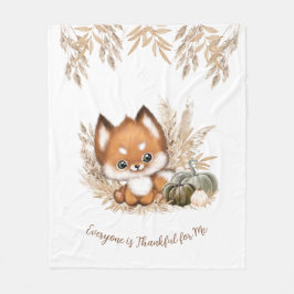 Herbst Erntedank Niedlicher Fuchs Fleece Blankon