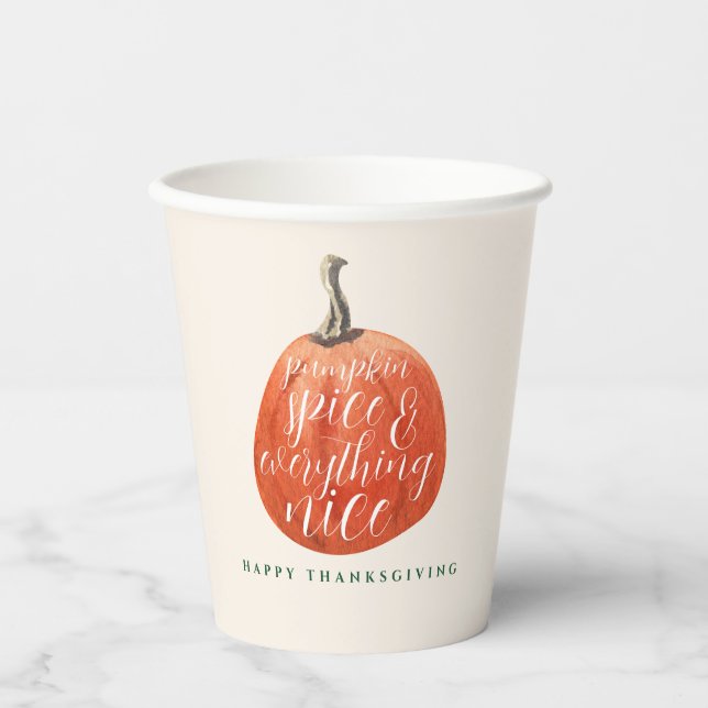 Herbst Erntedank Party Wasserfarben Pumpkins Pappbecher (Vorderseite)