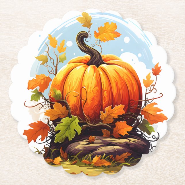 Herbst Erntedank Pumpkin Paper Untersetzer (Vorderseite)