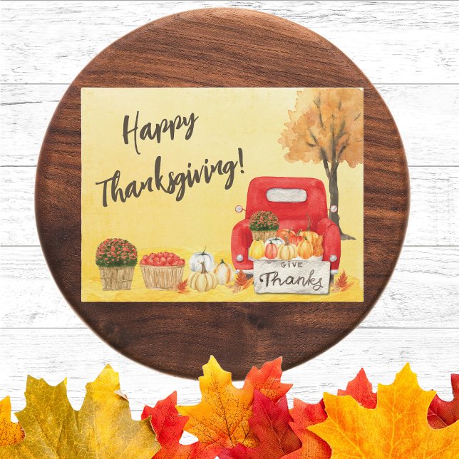 Herbst Erntedankfest Truck Happy Thanksgiving Postkarte (Celebrate the spirit of Thanksgiving and show your gratitude to family and friends with  this card. )