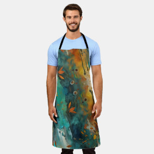 Herbst ernten Paint Abstrakt Aquamarin Rust Gold Schürze