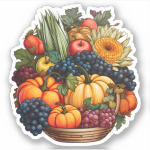 Herbst Erntepflanzen Erntedank Gemüse Aufkleber