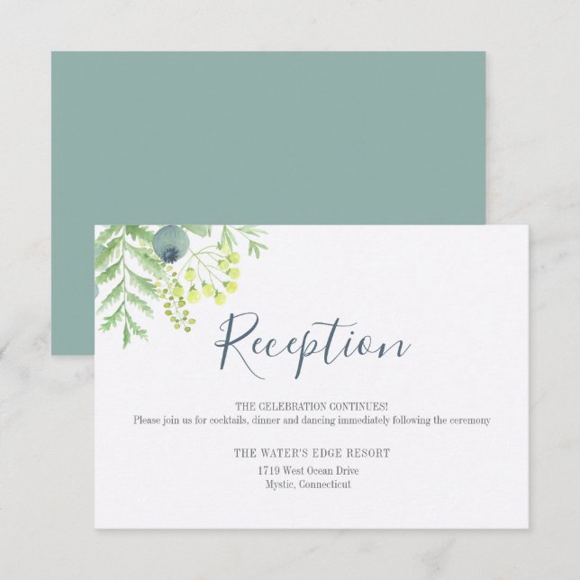 Herbst Eukalyptus Berry Floral Hochzeitsempfang Einladung (Vorne/Hinten)