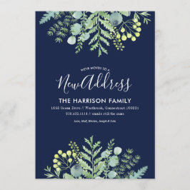 Herbst Eukalyptus Floral Moving Announction Navy Ankündigung