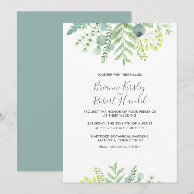 Herbst Eukalyptus Foliage Bloral Wedding Einladung (Vorne/Hinten)