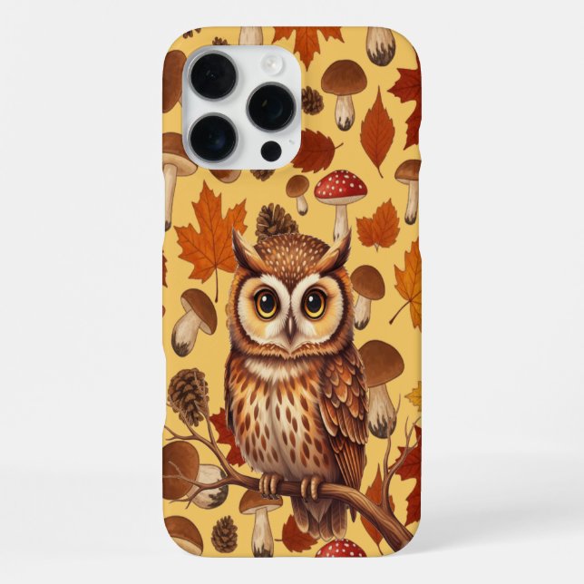 Herbst-Eule und Blätter iPhone 16 Pro Max Hülle (Rückseite)