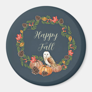 Herbst-Eule und Kürbisse mit anpassbarem Text Magnet