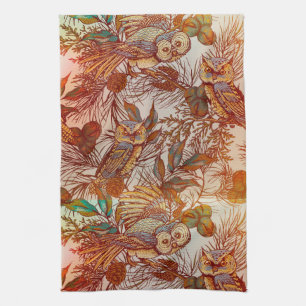 Herbst-Eule vintage Herbst Geschirrtuch