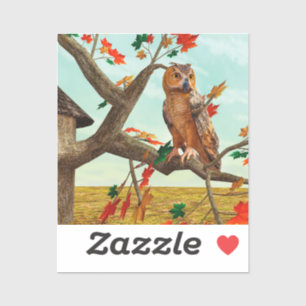 Herbst-Eulen-Ahornbaum-Wildlife-Kunst Aufkleber