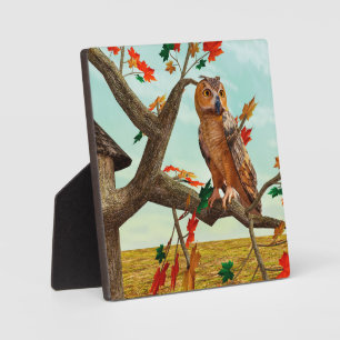Herbst-Eulen-Ahornbaum-Wildlife-Kunst Fotoplatte