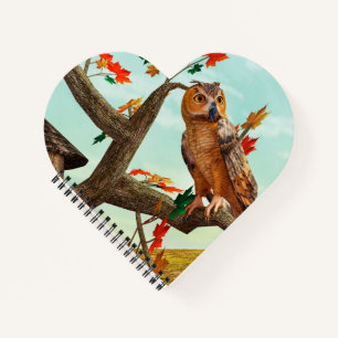 Herbst-Eulen-Ahornbaum-Wildlife-Kunst Notizbuch