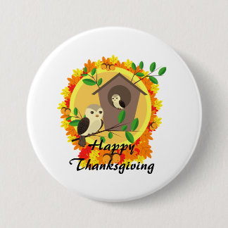 Herbst-Eulen-Erntedankfest Button