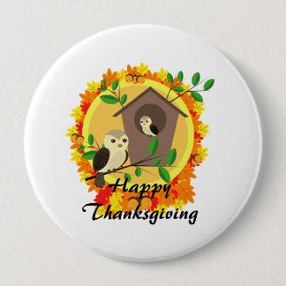 Herbst-Eulen-Erntedankfest Button