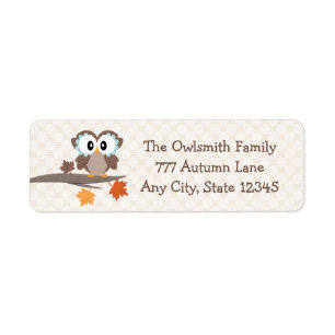 Herbst-Eulen-Rücksendeadressen-Aufkleber