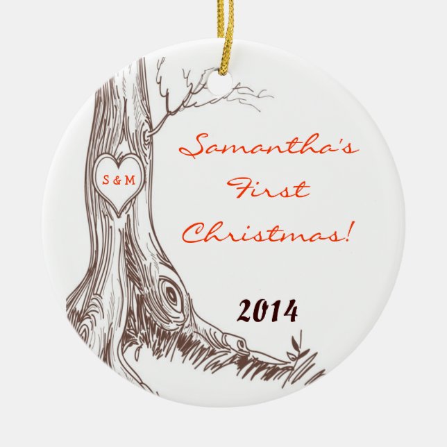 Herbst-Fall-Baum Initia personalisierte Keramik Ornament (Vorne)