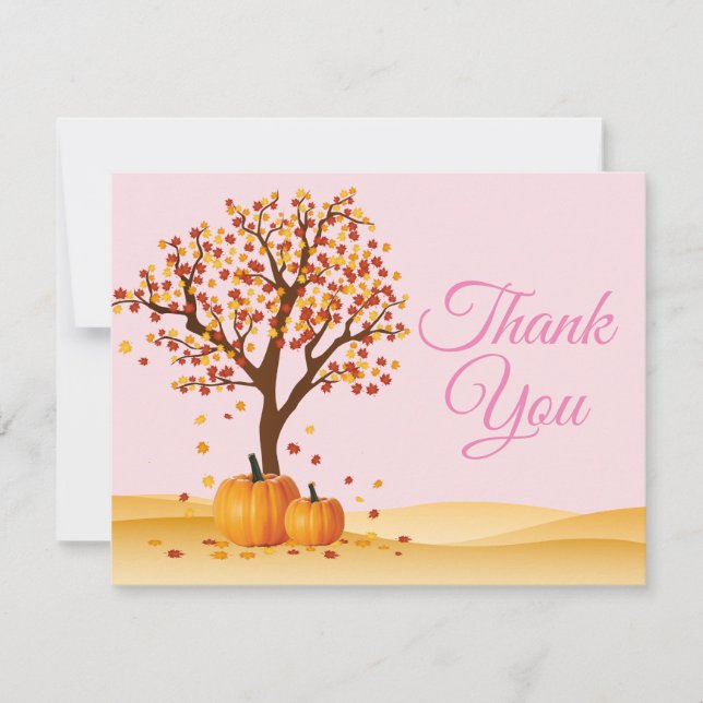 Herbst-Fall-Baum-Kürbis danken Ihnen zu kardieren Dankeskarte (Vorderseite)
