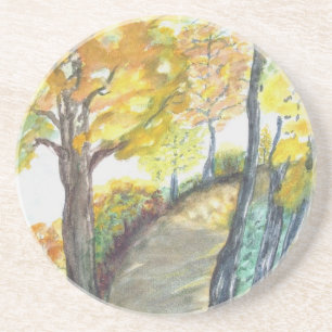 Herbst-Fall-Baum verlässt Kunst-Malerei-Schicksal Sandstein Untersetzer