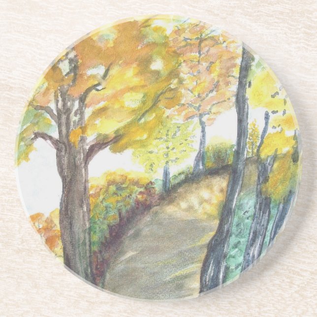 Herbst-Fall-Baum verlässt Kunst-Malerei-Schicksal Sandstein Untersetzer (Vorne)