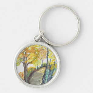 Herbst-Fall-Baum verlässt Kunst-Malerei-Schicksal Schlüsselanhänger