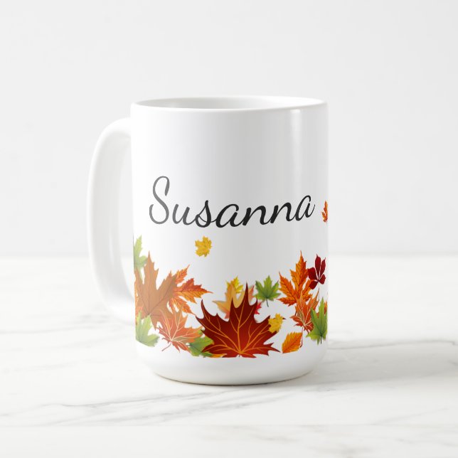 Herbst-Fall-Blatt-Ahorn-Kaffee-Tasse Kaffeetasse (Vorderseite Links)