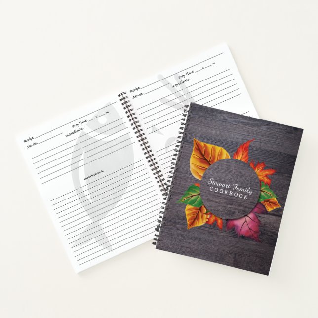Herbst-Familienkochbuch Rustikales Holz Herbstleav Notizbuch (Innenseite)