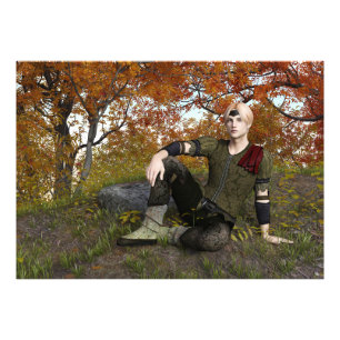 Herbst-Fantasie-Prinz-Wald-Porträt Fotodruck