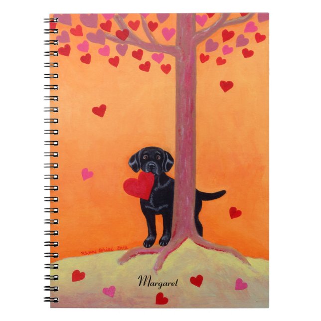 Herbst-Farbschwarzes Labrador Notizblock (Vorderseite)