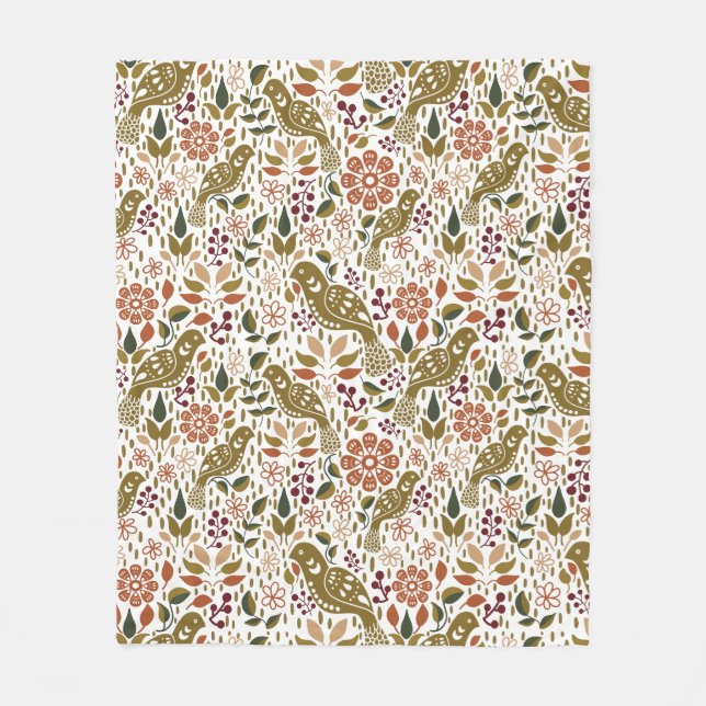 Herbst Fasan Folk Kunst Vlieses Schuppen Fleecedecke (Vorderseite)