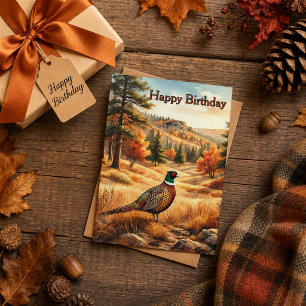 Herbst-Fasan-Vogel-Wildtier-Geburtstag Karte