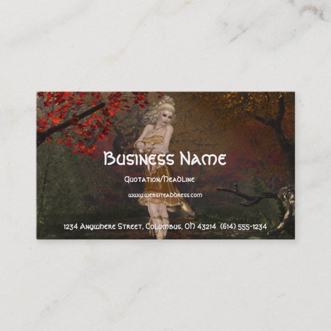 Herbst Fee Design 2 - Fantasy Business Card Visitenkarte (Vorderseite)