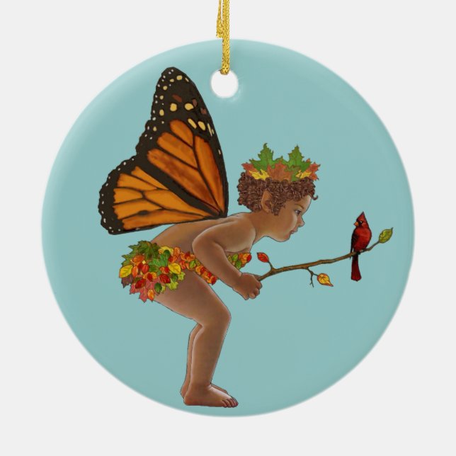 Herbst-Fee Keramik Ornament (Hinten)