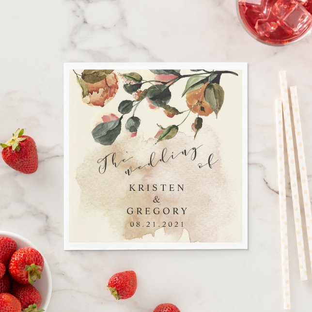 Herbst Feel Elegant Floral Wedding Monogram Serviette (Beispiel)