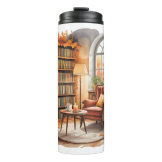 Herbst-Fenster-Lesebouteille — Gemütlicher Sessel  Thermosbecher