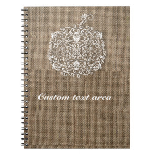 Herbst Filigree Pumpkin & Burlap Notebook Notizblock