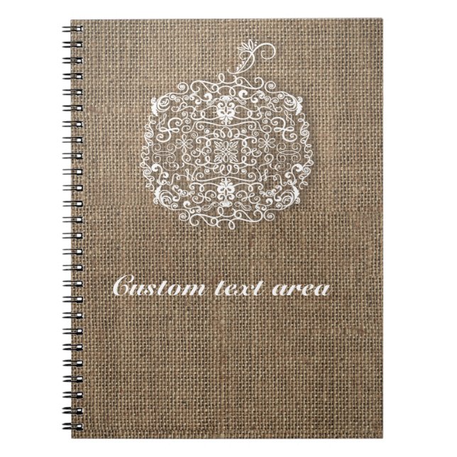 Herbst Filigree Pumpkin & Burlap Notebook Notizblock (Vorderseite)