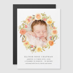 Herbst Floral Baby Magnetic Birth Ankündigung
